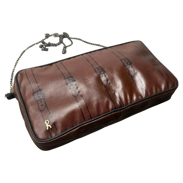 Brown 1980s Vintage Canvas Clutch by Roberta Di Camerino For Sale - Image 8 of 14