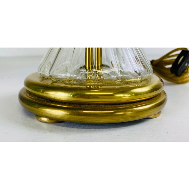 Elegant Hand Blown Iridescent Clear Glass Table Lamp For Sale In Philadelphia - Image 6 of 12