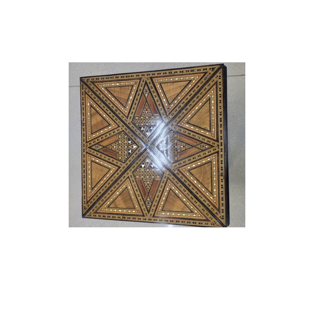 Levantine Geometric Marquetry Side Table Top on Later Ebonized Stand For Sale - Image 10 of 11