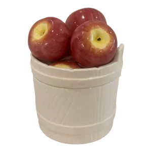 Vintage Fitz and Floyd 1988 Apples in a Barrel Canister Cookie Jar
