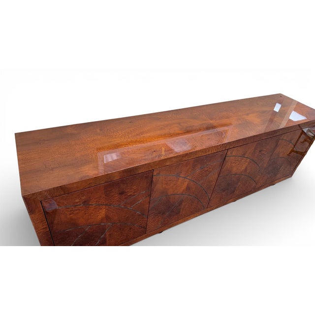 Brown Aldo Tura Inspired Art Deco Lacquered Exotic Wood Sideboard For Sale - Image 8 of 16