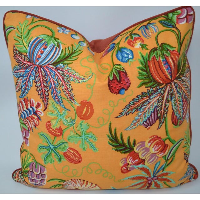 2020s Single Quadrille Jacaranda Floral Print Fabric 22" X 22" Fully Serged With Hidden Zipper, and Down Insert For Sale - Image 5 of 5