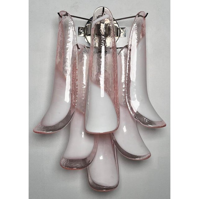 Pink Italian Petal Murano Sconces, 1990s, Set of 2 For Sale - Image 8 of 10