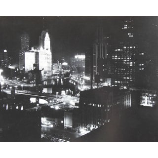 Vintage Mid Century Night View of Chicago Photograph For Sale