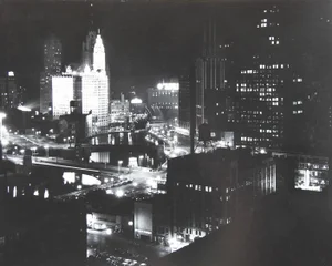 Vintage Mid Century Night View of Chicago Photograph