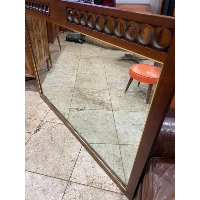 Brown Mid Century Modern Sculpted Mirror by John Stuart For Sale - Image 8 of 12