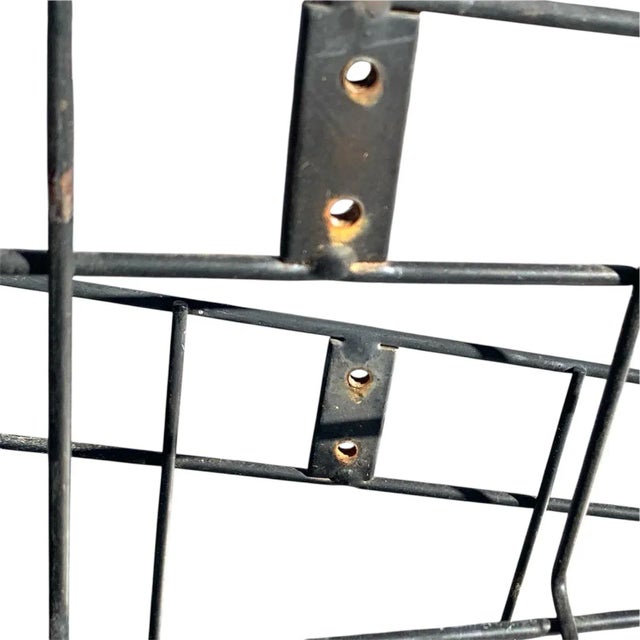 Mid-20th Century Black Metal Wire Wall Baskets Pair Industrial Farmhouse For Sale - Image 10 of 11