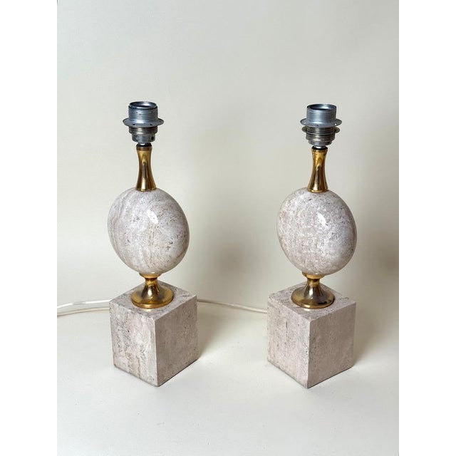 Travertine Table Lamps by Philippe Barbier for Maison Barbier, 1960s, Set of 2 For Sale - Image 16 of 18