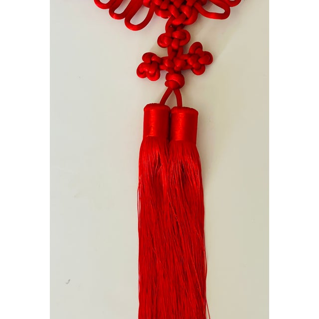 Chinese Jumbo Tassel Chinese Silk Macrame Longevity Sign With Tassels For Sale - Image 3 of 5