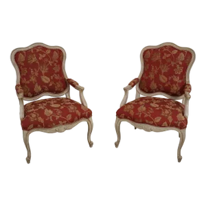 Pair Decorative French Style Upholstered Armchairs