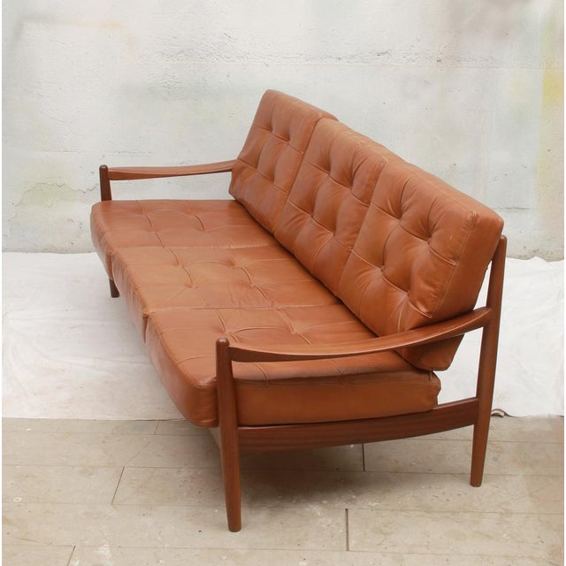 Vintage Sofa with Leather Cushion Cognac, 1965 For Sale - Image 10 of 17