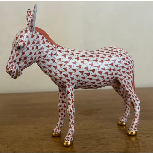 Ceramic Herend Hungarian Hand Painted Donkey With Gold Hooves, C. 1990's For Sale - Image 7 of 9