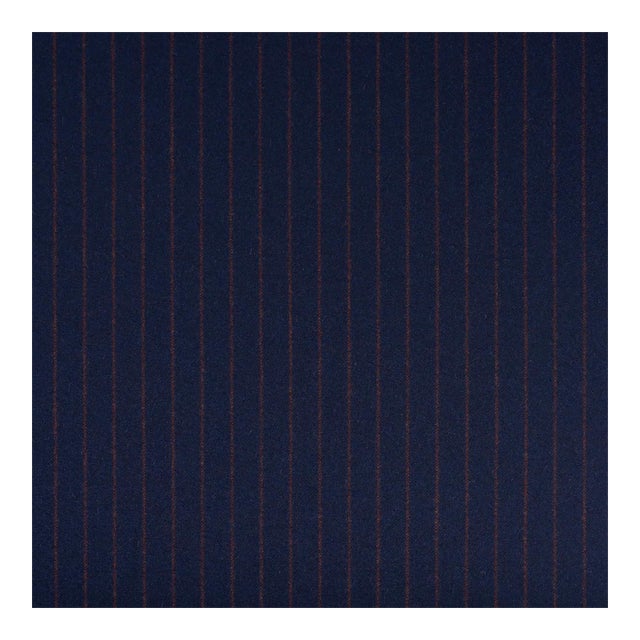 SAMPLE - Schumacher Boyd Wool Pinstripe Fabric In Navy For Sale