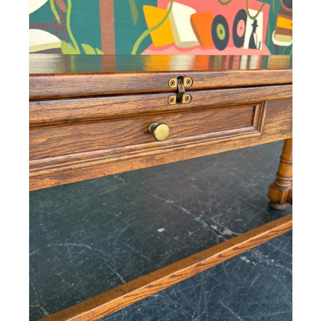 Wood Century Farmhouse Fliptop Console Dining Table For Sale - Image 7 of 16