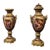 Luxury French Burgundy Porcelain Vase With Hand-Painted Musical Scene, Bronze Swan Handles & Gold Leaf Details For Sale