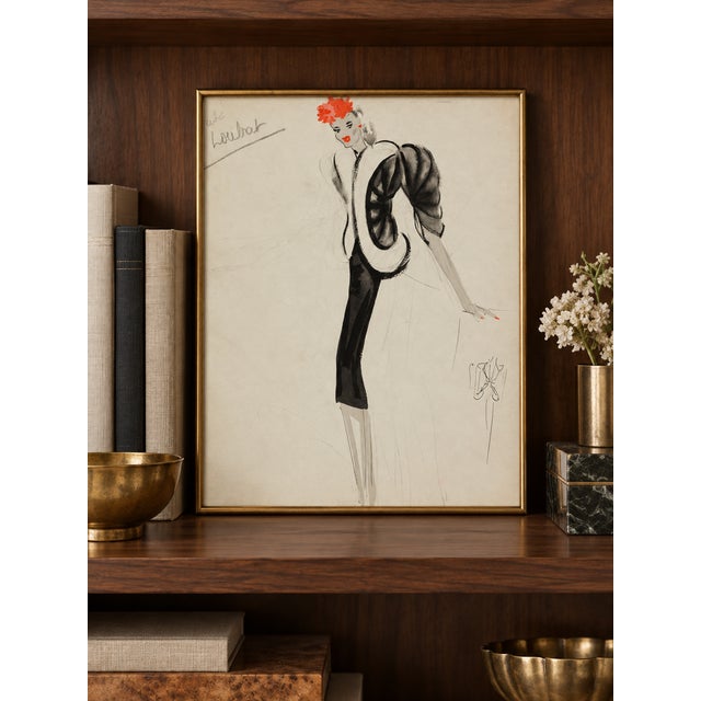 Bunny Williams Home Vintage French Fashion Art Print – Art Deco Woman in Black and White, 24" X 32" For Sale - Image 4 of 9