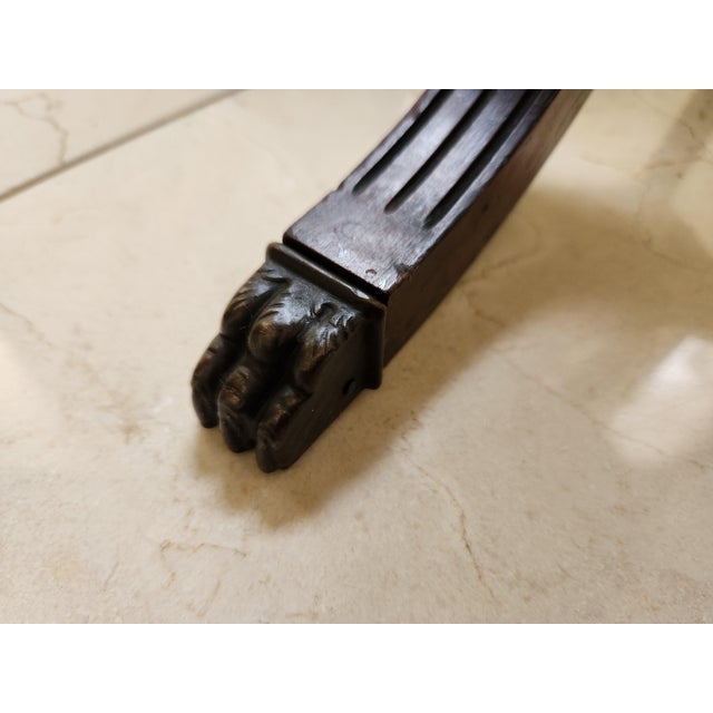 1960s Pair of Victorian Style Lyre Harp Side Tables - Mahogany For Sale - Image 9 of 11