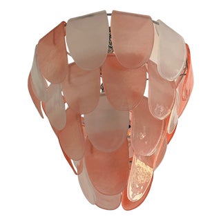 Modern Sanded Pink Petals Murano Style Glass Chandelier by Simoeng For Sale