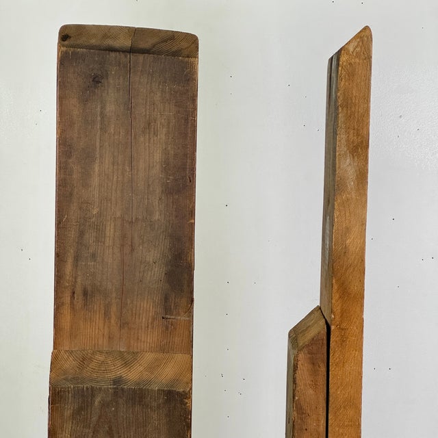 Vintage Mid 20th Century Wooden Floor Sculpture of Two Towering Wooden Graduating Planks For Sale In New York - Image 6 of 9