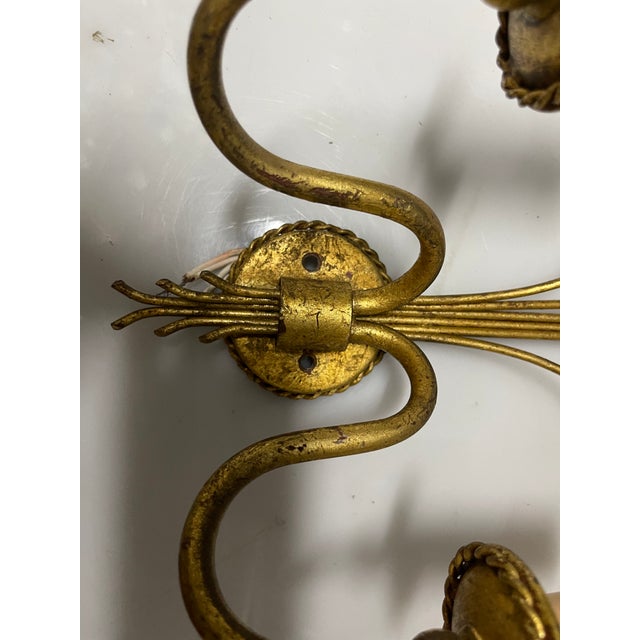 Italian Murano Glass Gold Gilded Sconces, 1960s, Set of 2 For Sale - Image 6 of 12