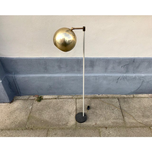 Scandinavian Modern Floor Lamp with Brass Shade, 1970s For Sale - Image 3 of 9