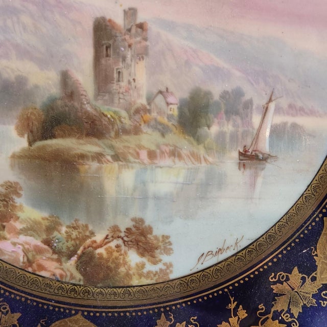 Porcelain View Service Plates by J. J. Birbeck for Aynsley, 1888, Set of 4 For Sale - Image 12 of 18