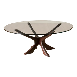 Vintage Sculptural Rosewood and Round Glass Coffee Table by Illum Wikkelsø