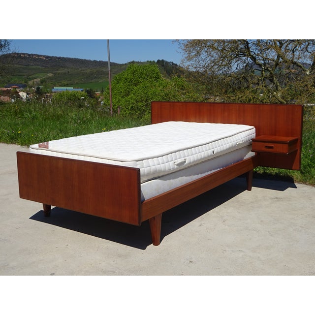 Vintage Teak Bed with Integrated Nightstand, 1960s For Sale - Image 11 of 18