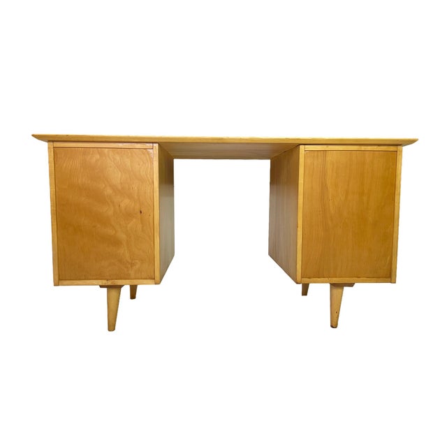 Attributed to Paul McCobb for Planner Group Maple Double Pedestal Desk, 1950s For Sale - Image 18 of 18