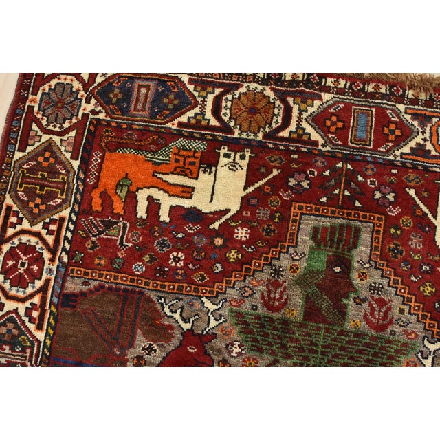 Textile Qashqai Rug 3’7” X 5’1” Gray Wool Vintage Tribal Hand-Knotted Oriental Carpet For Sale - Image 7 of 13