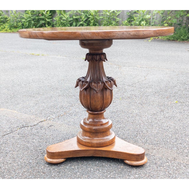 We are selling this gorgeous Italian Walnut occasional table with center carved foliate form base. This table is great for...