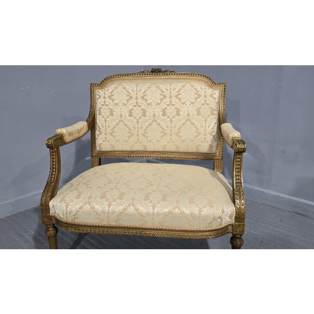 French Gilt Two-Seat Sofa, 1880s For Sale - Image 3 of 11