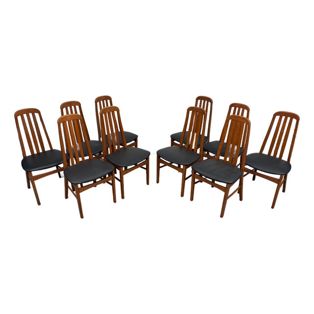 Set of Ten Mid-Century Modern Slat-Back Dining Room Chairs For Sale