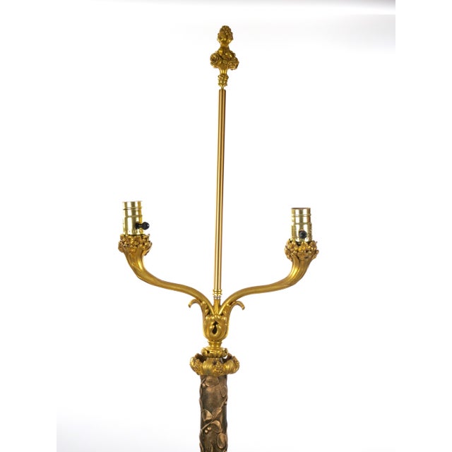 Gilt-Bronze & Carved Wood Floor Lamp, Made in Italy, Mid-to-Late 19th Century For Sale - Image 4 of 16