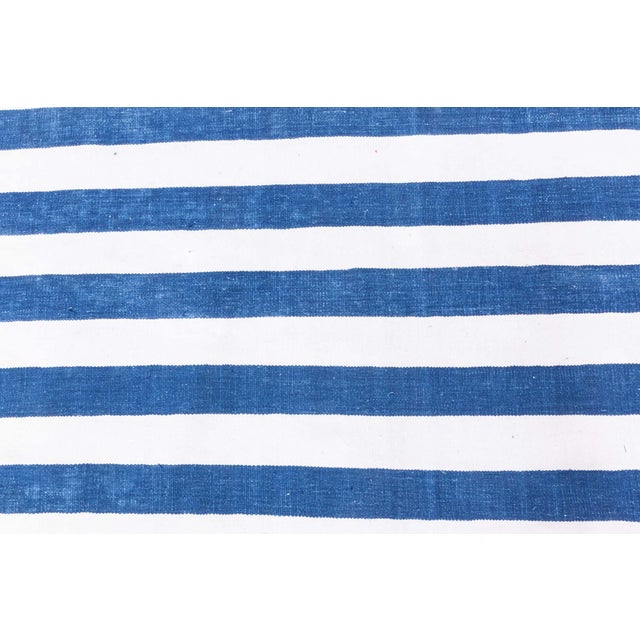 Textile Doris Leslie Blau Vintage Indian Dhurrie Striped Rug For Sale - Image 7 of 8
