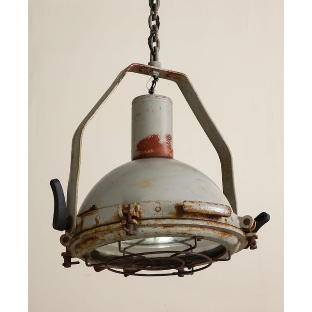 Gray Vintage Industrial Pendant Light, C. 1950 For Sale - Image 8 of 13