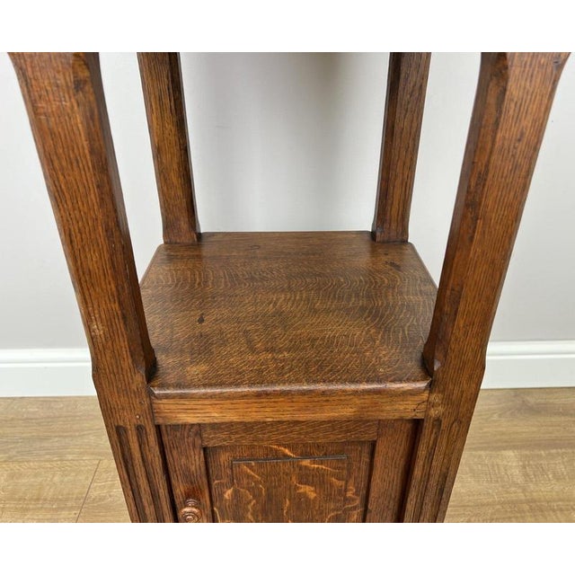 Wood Antique French Oak Bedside Table with Marble Top For Sale - Image 7 of 9