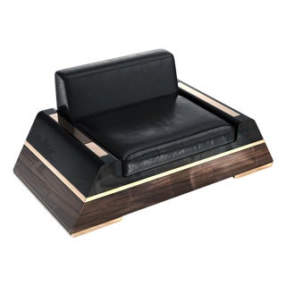 "Calamità" Club Chair With Walnut, Stainless Steel and Bronze Details For Sale