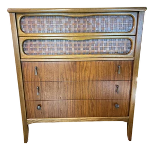 1960s Lane Perception Walnut Highboy Dresser