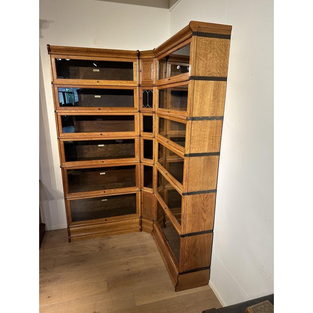 Corner Bookcase in Oak from Globe Wernicke, 1890s, Set of 24 For Sale - Image 3 of 13