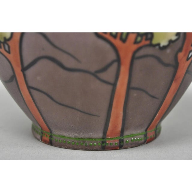 Blue Antique Hand Painted Blue Nippon Porcelain Halloween Pattern Twin Handle Vase For Sale - Image 8 of 14