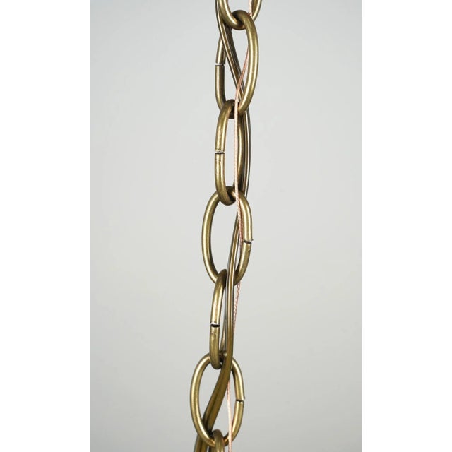 Mid 20th Century Restored White Glass Bowl Brass Chain Pendant Light For Sale - Image 11 of 11