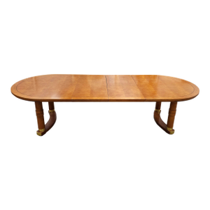 Attributed to Hickory White Genesis Banded and Inlaid Maple Extension Dining Table