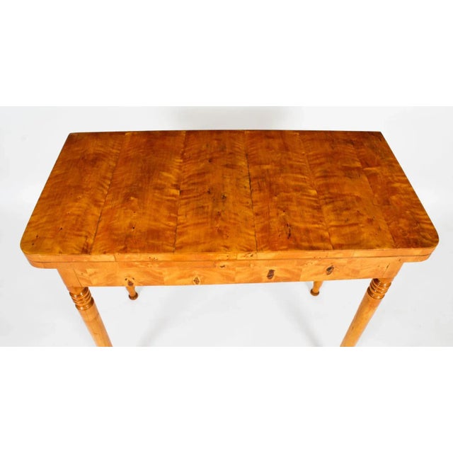 Antique Biedermeier Maserbirch Console / Card Table and Mirror, 19th Century, Set of 2 For Sale - Image 3 of 18