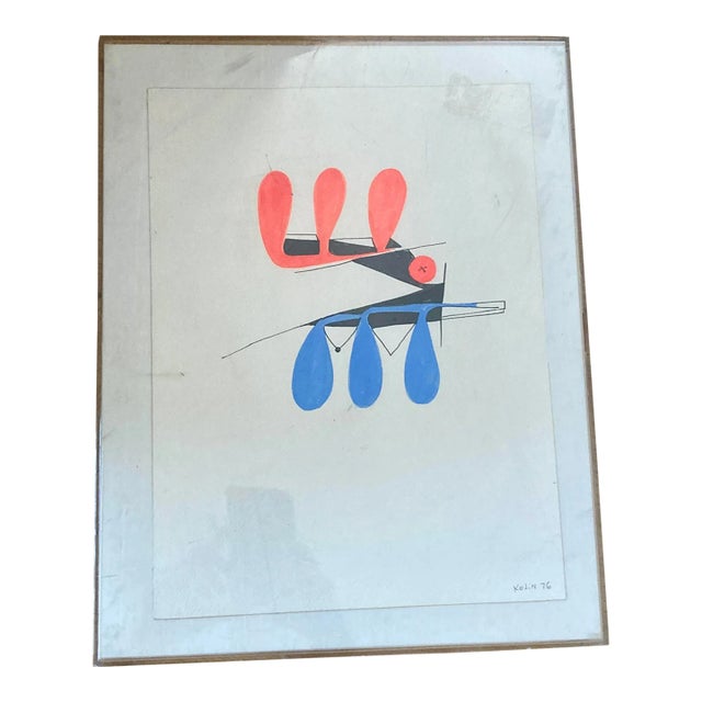 Sacha Kolin Modernist Abstract Gouache and Ink on Paper For Sale
