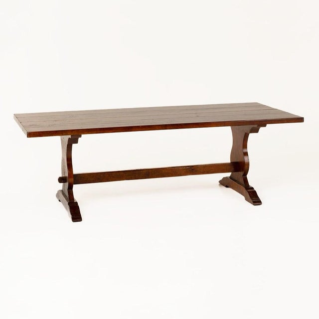 French Provincial 959 Large Solid Cherry Custom Built Dining Table and Two Benches For Sale - Image 3 of 17