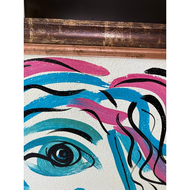 Peter Keil Orginal & Signed Framed Mid-Century Acrylic Portrait on Board in the Style of Peter Keil For Sale - Image 4 of 11