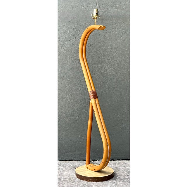 Vintage Coastal Bent Rattan Floor Lamp For Sale - Image 4 of 12