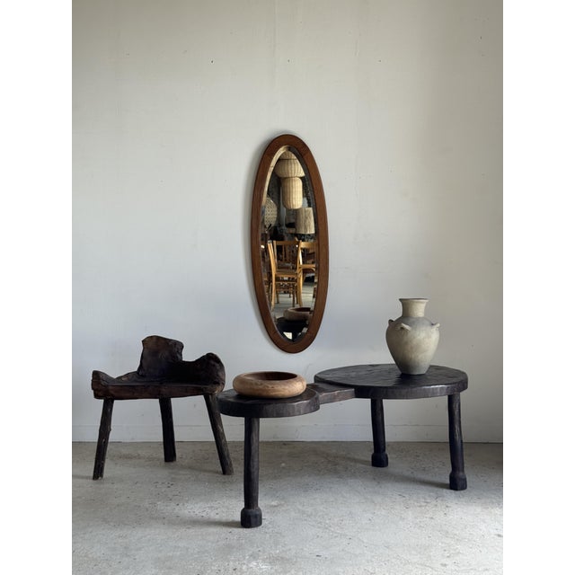 Vintage Oval Oak Mirror with Beveled Glass, 1980s For Sale - Image 6 of 18