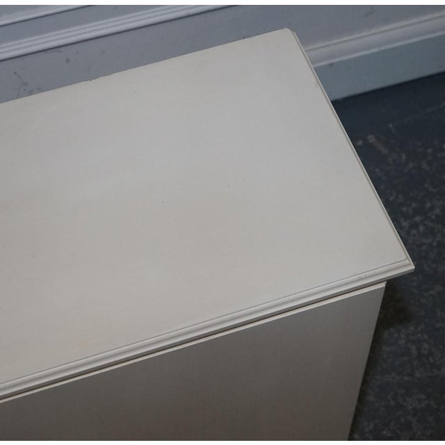 Minimalist Painted White Cupboard with Brass Knobs For Sale - Image 10 of 14